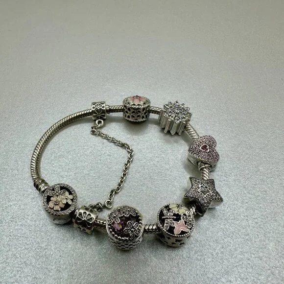 Authentic Pandora 6 Charm Bracelet in 925 Sterling Silver